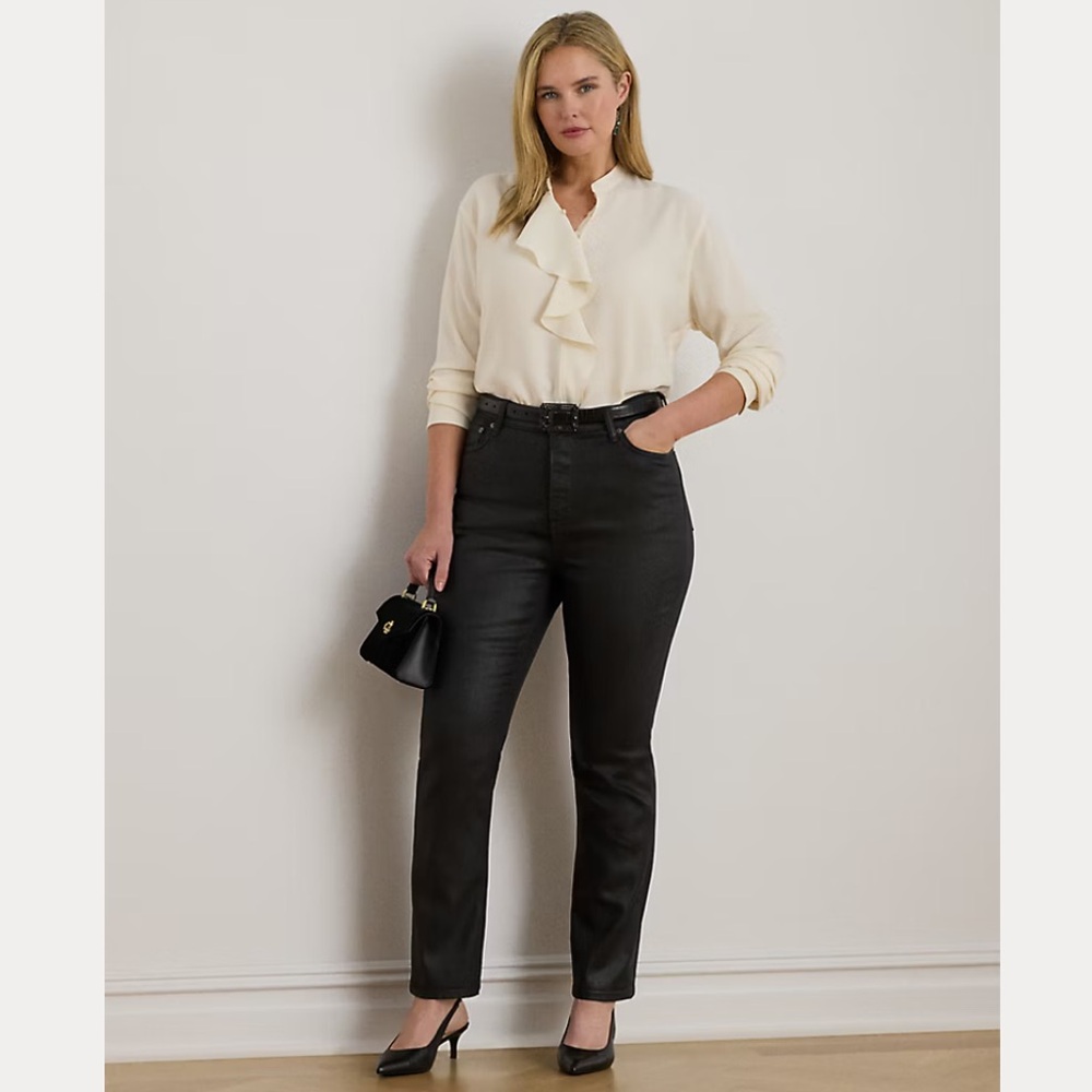 Lauren Ralph Lauren Coated Denim High-Rise Straight Leg Ankle Jeans Women’s 20W